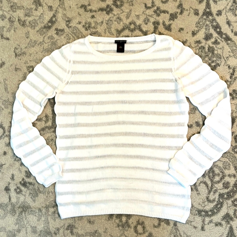Ann Taylor White Striped Sweater - Size S!